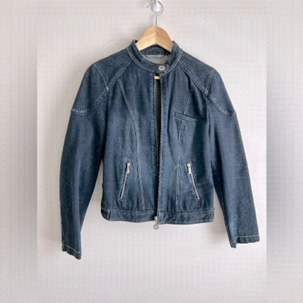 Women's Armani Exchange Jackets Blue Long Sleeves Full Zip Front Size Medium